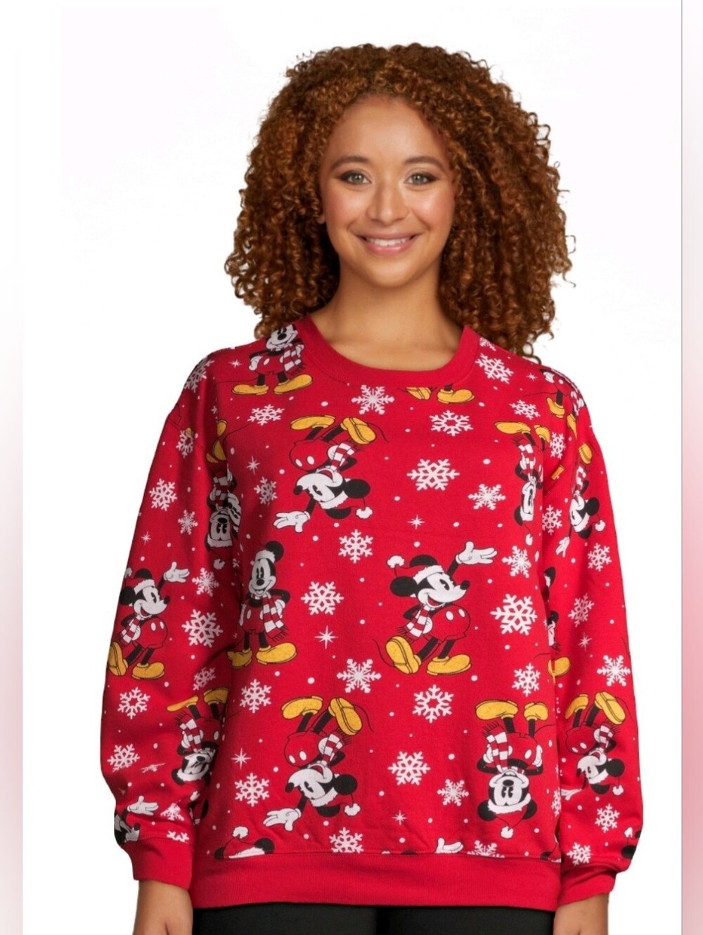 Disney Mickey Mouse Red Holiday Sweatshirt Woman's Size XS (1)